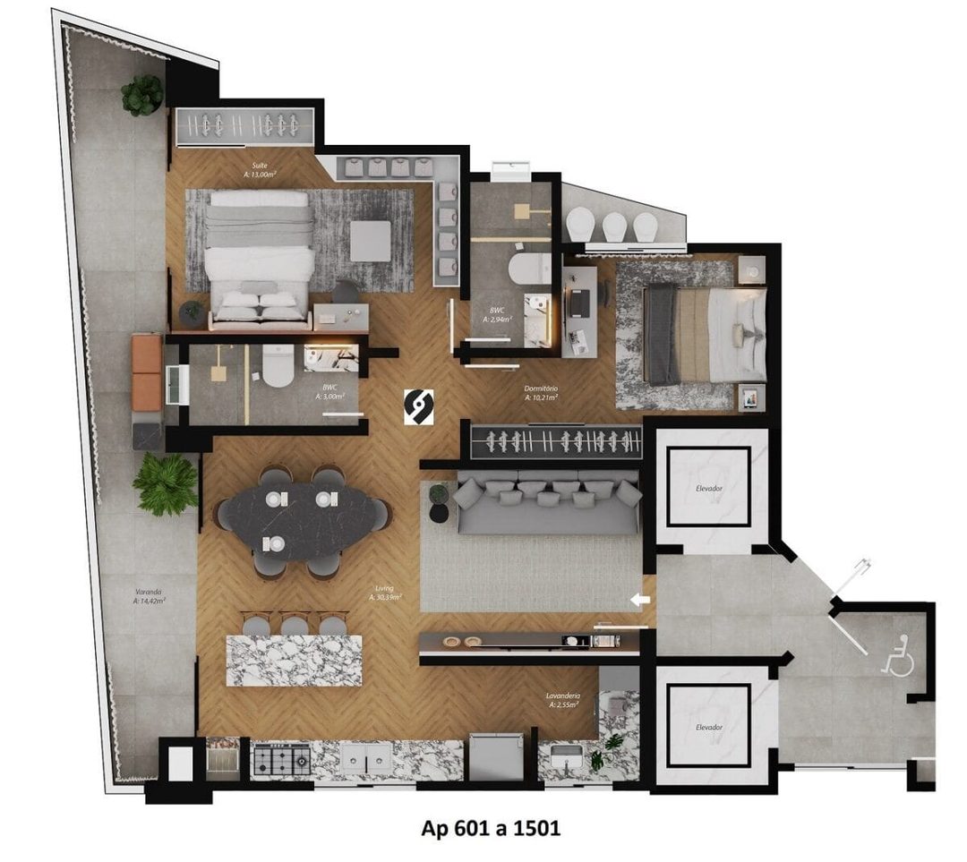 Planta 13 de Apartamento 1 suíte + 1 dormitório à venda, Fazenda, Itajaí, SC