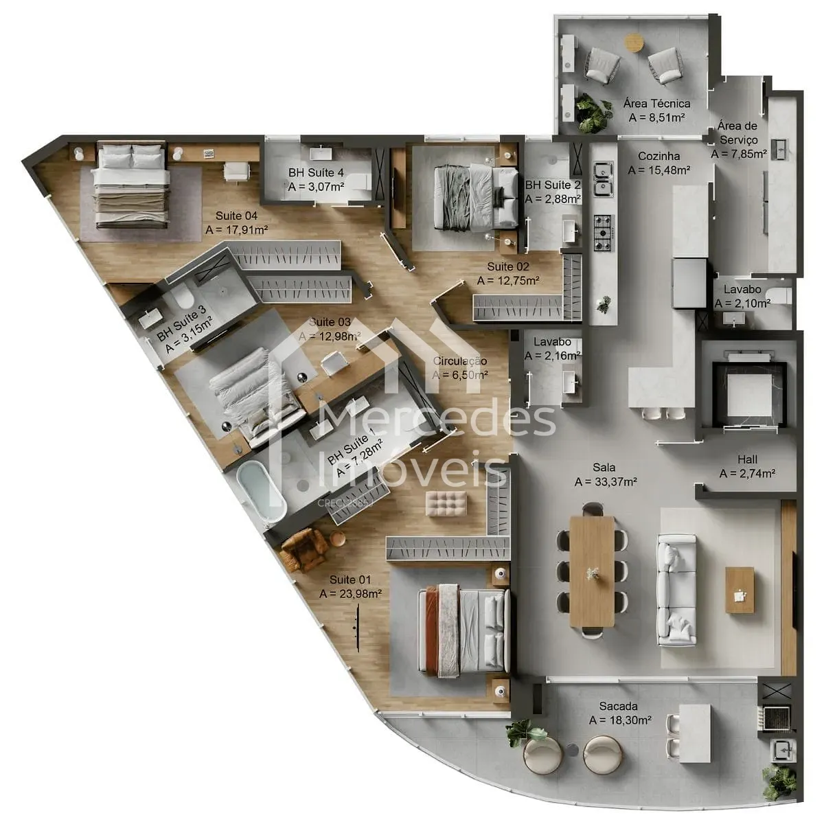 Planta 6 de Apartamento 2 suítes + 2 dormitórios à venda, Fazenda, Itajaí, SC