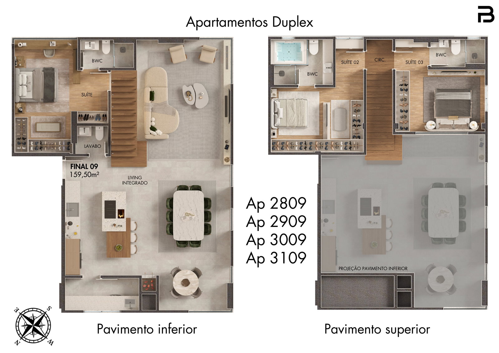 Planta Final 09, 160 m² do Breeze Towers