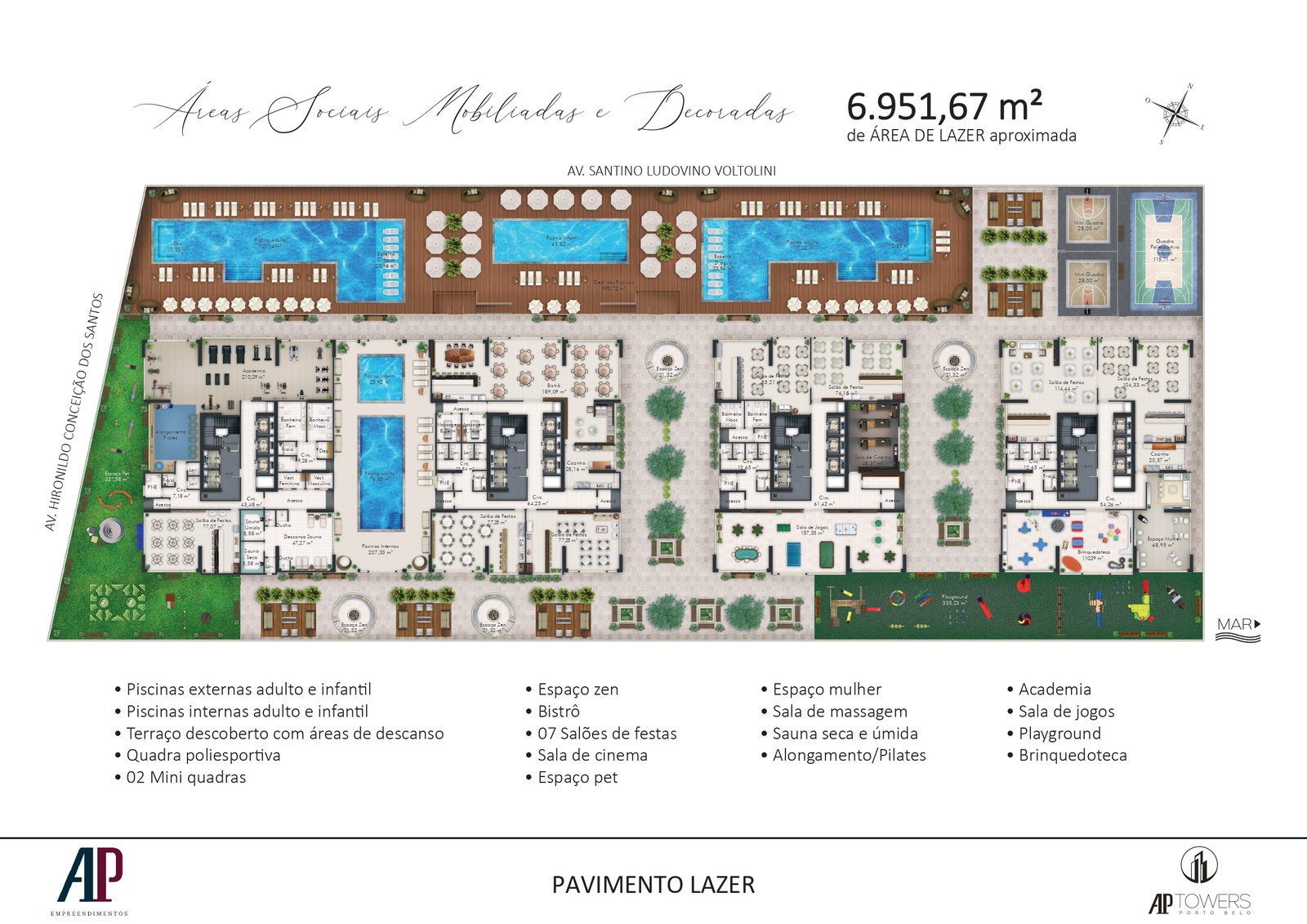 Planta Pavimento Lazer do AP Towers Porto Belo - Fase 01