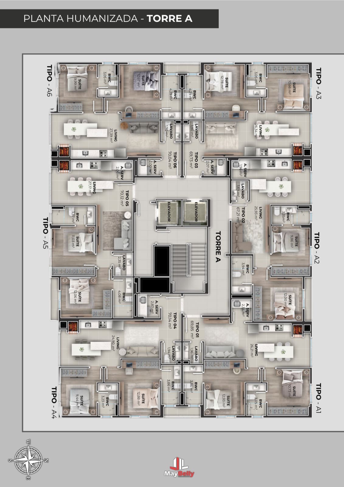 Planta 1 de Maybelly Towers