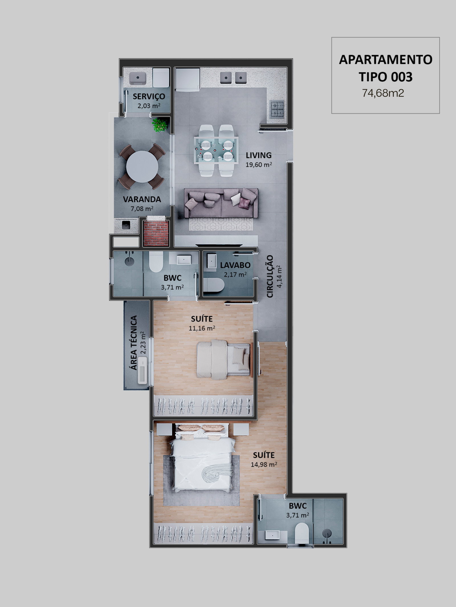 Planta Tipo 003, 75 m² do Hav