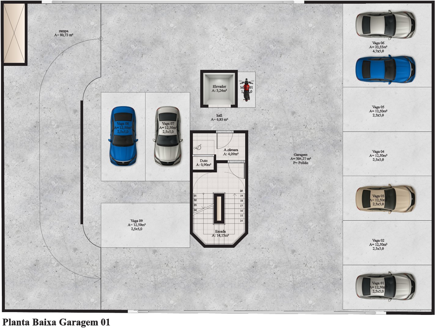 Planta Garagem 01 do Lazuli By Cretta