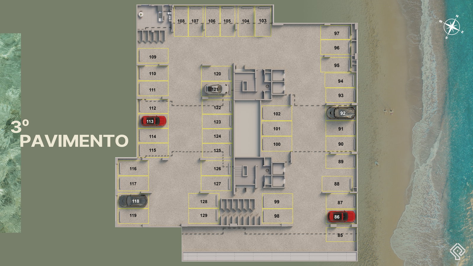 Planta Garagem · 3º Pavimento do Marine Itajuba