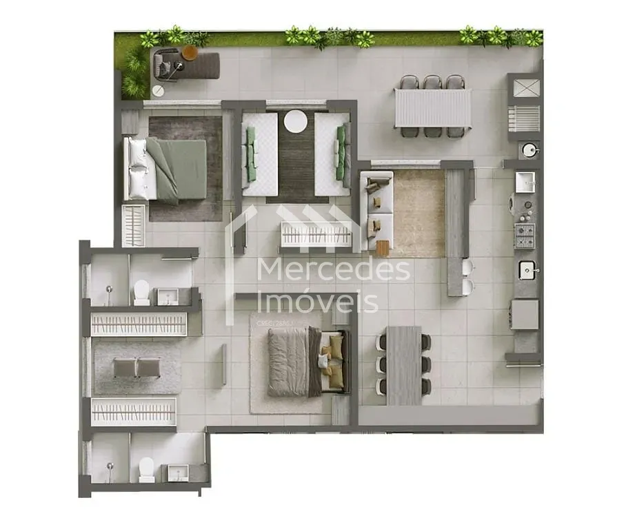 Foto 4 de Apartamento com 1 suíte + 2 dormitórios à venda, 84 m² - São Vicente - Itajaí/SC