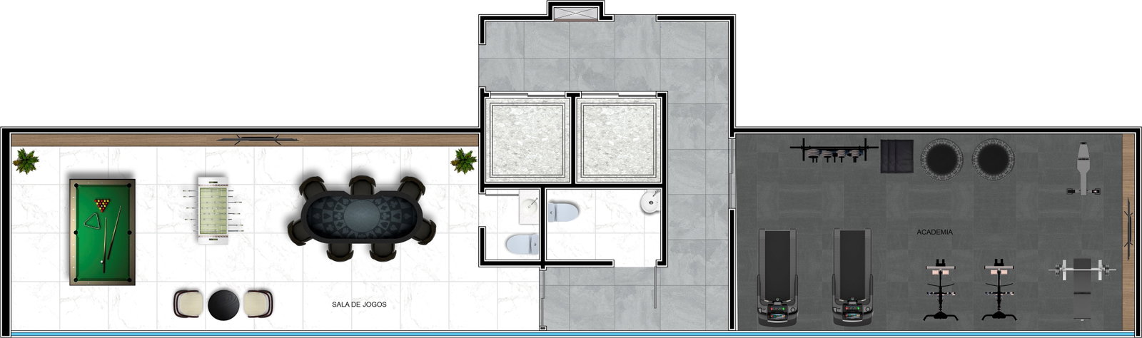Planta Lazer · Sala de Jogos / Academia do Edifício Vivart