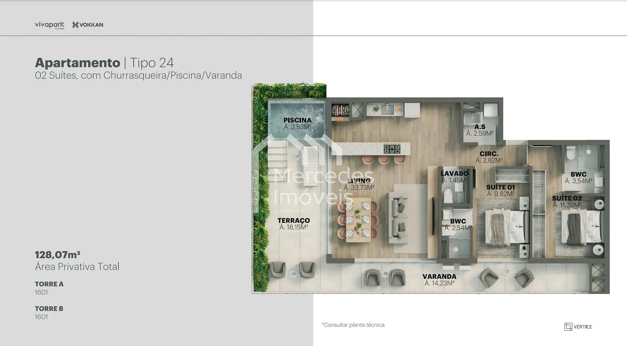 Planta 74 de Apartamento 1 suite + piscina privativa à venda, 100m² Viva Park, Porto Belo, SC