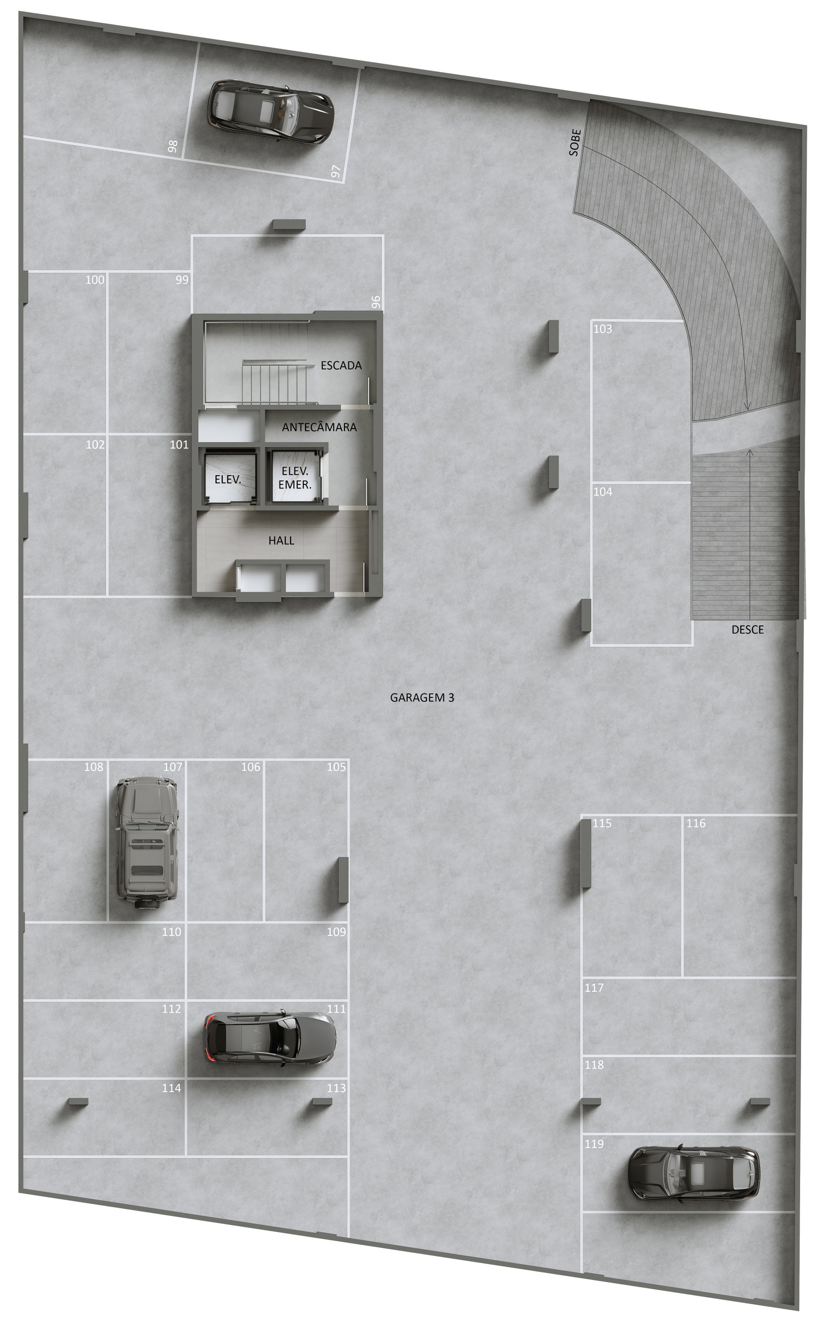 Planta Garagem 3 do Hannover Residence