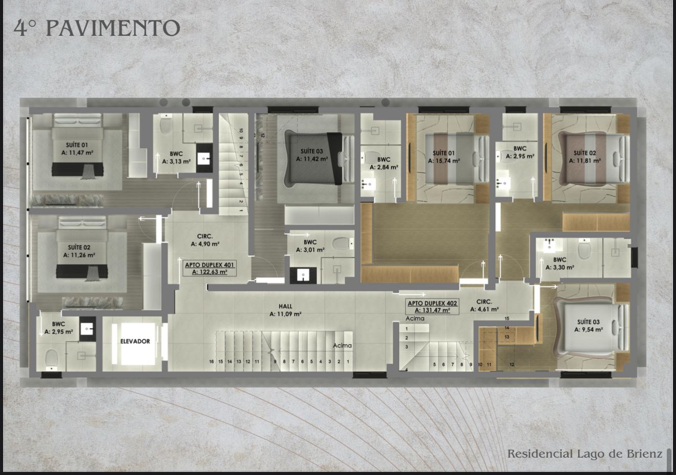 Planta 4º Pavimento do Lago de Brienz Residencial