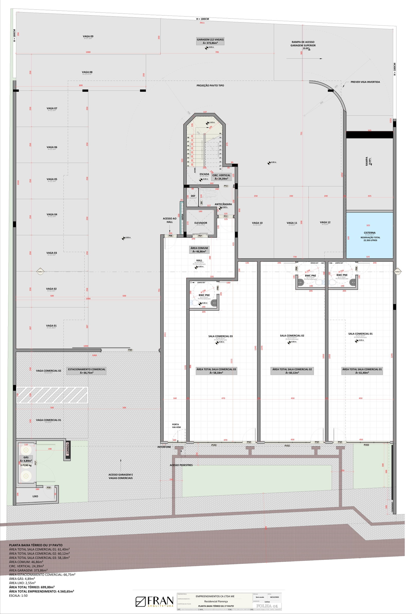Planta Térreo ou 1º Pavimento do Edifício Florença