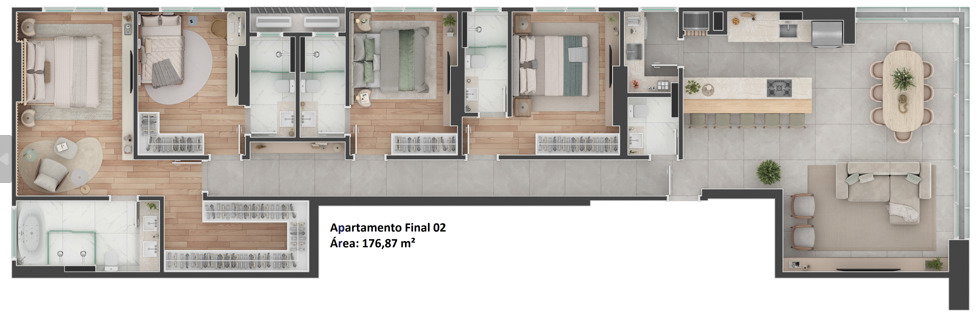 Planta Final 02, 177 m² do Infinity Exclusive Home