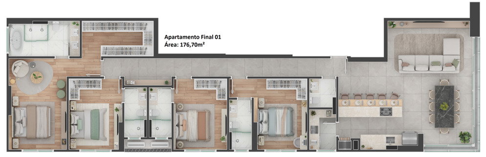 Planta Final 01, 177 m² do Infinity Exclusive Home