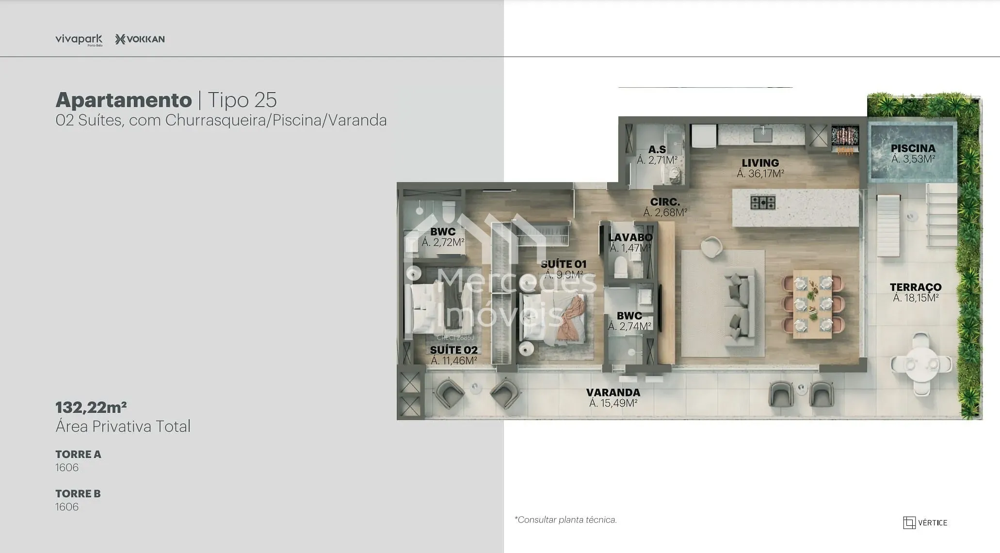 Planta 75 de Apartamento 1 suite + piscina privativa à venda, 100m² Viva Park, Porto Belo, SC