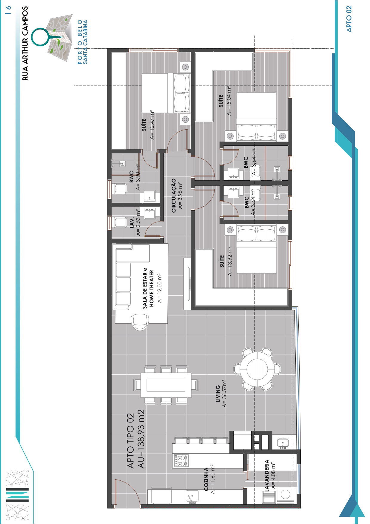 Planta Tipo 02, 139 m² do La Spezia Residenziale