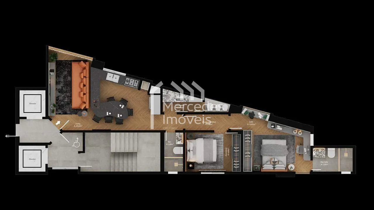 Planta 20 de Lançamento 2 dorms à venda · Fazenda, Itajaí · Trinity Tower