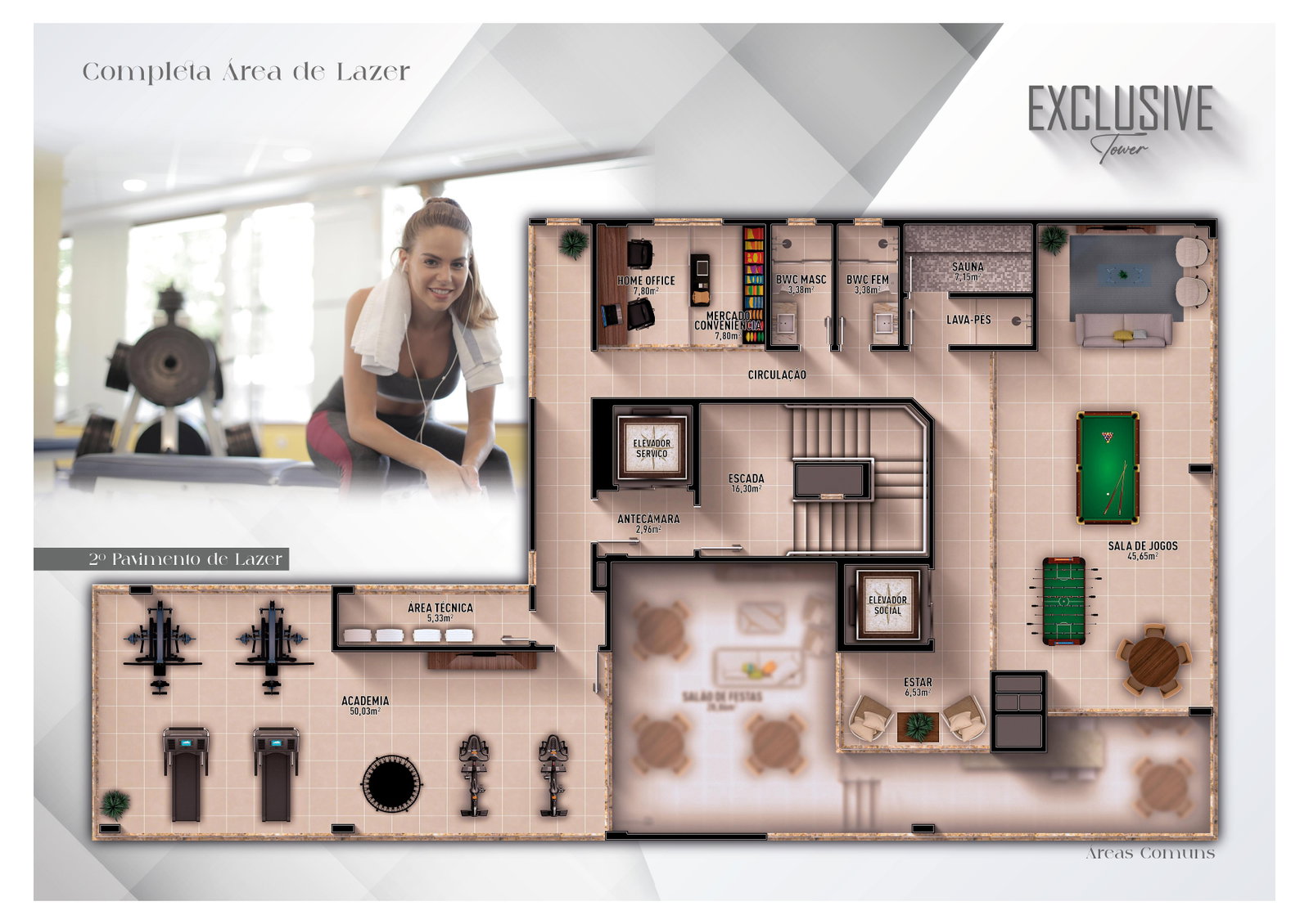 Planta Lazer · 2º Pavimento do Exclusive Tower