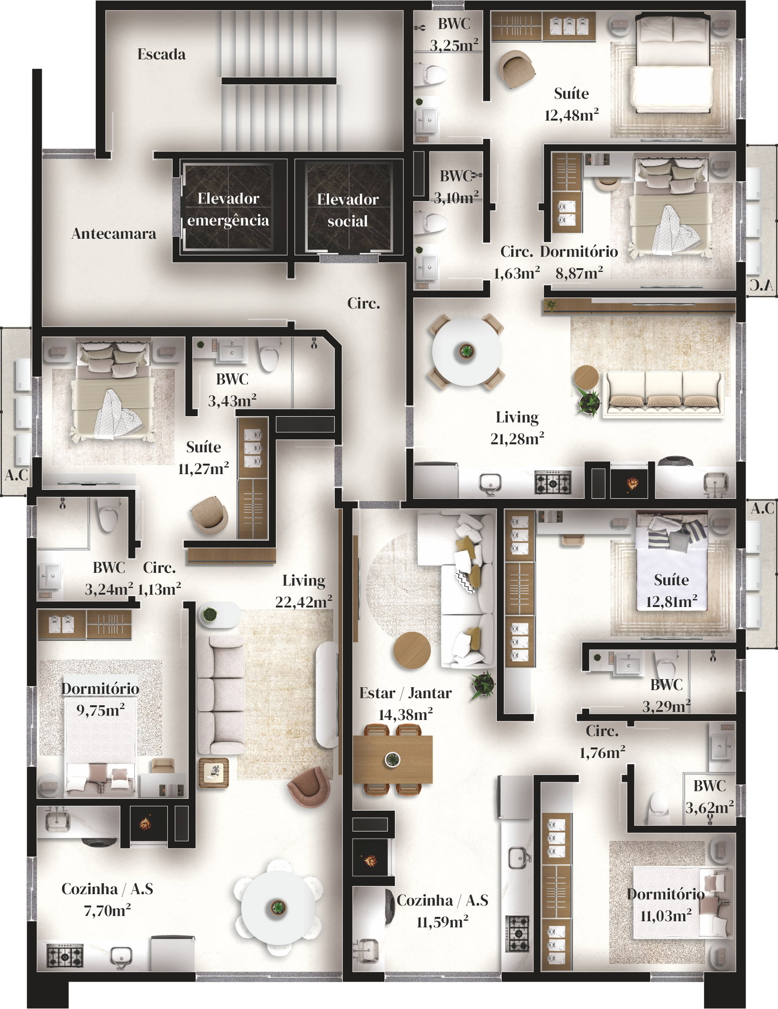 Planta 1 de Residencial Porto Crystal