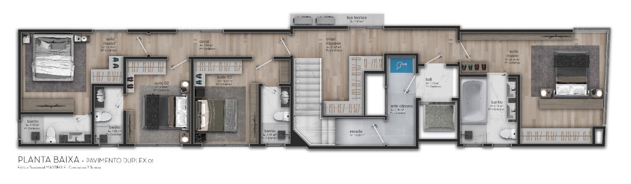 Planta Duplex 01 do Mar Belle Residence