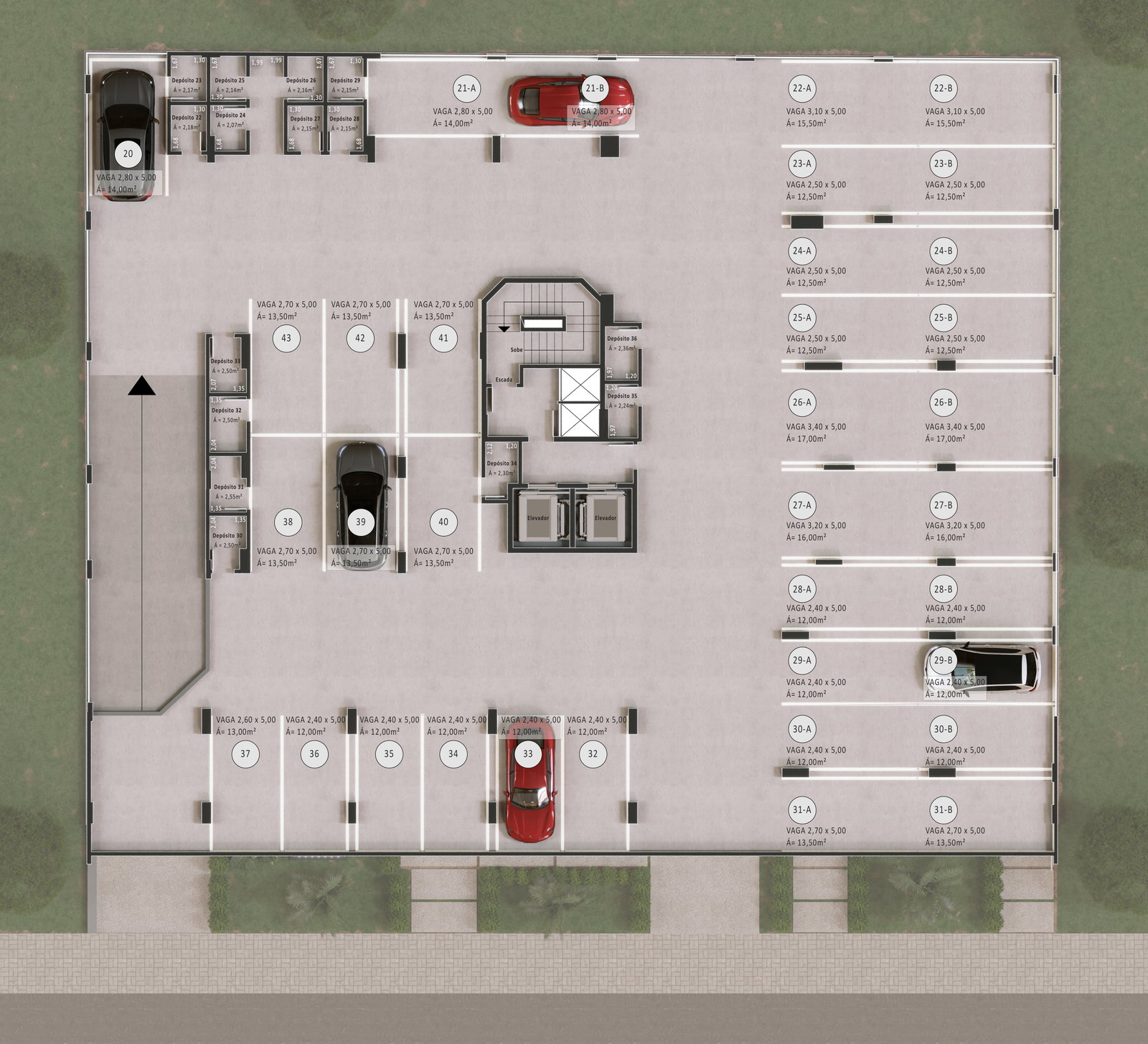 Planta Garagem do Harmony Residence