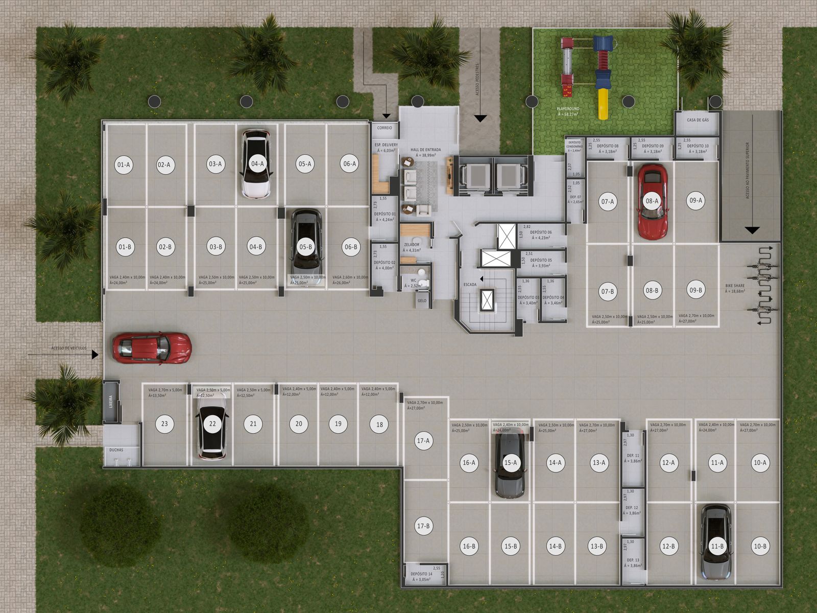 Planta Garagem (1 de 2) do Horizon Residence