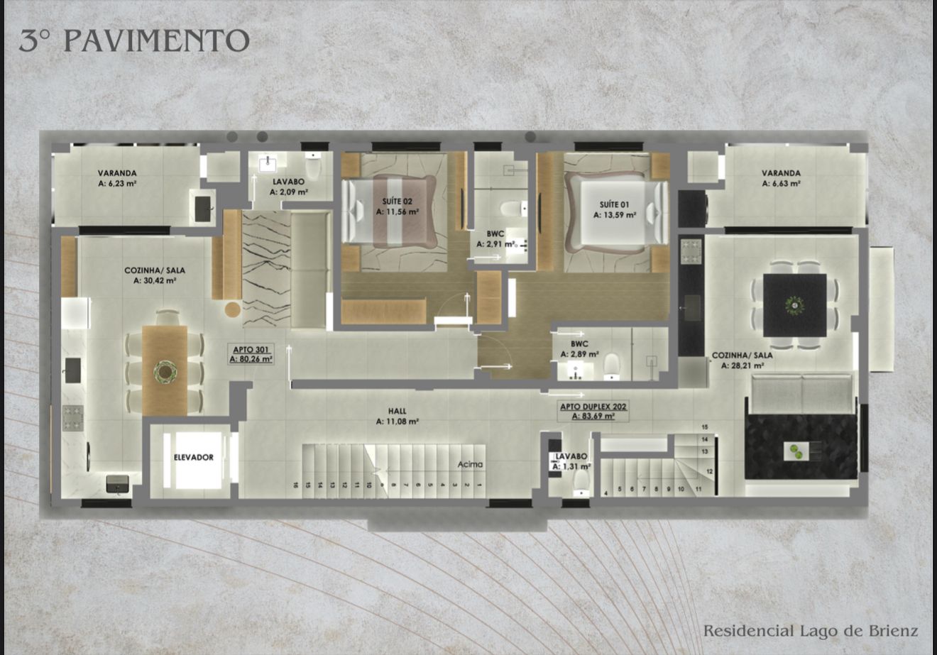 Planta 3º Pavimento do Lago de Brienz Residencial