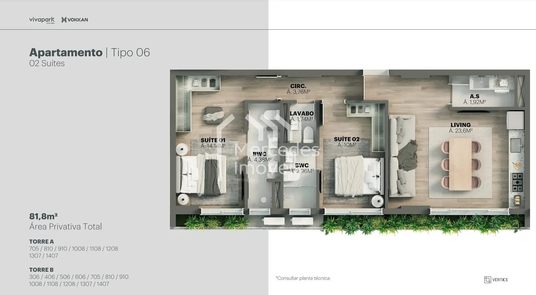 Planta 56 de Apartamento 1 suite + piscina privativa à venda, 100m² Viva Park, Porto Belo, SC