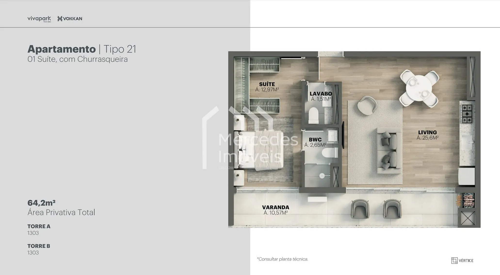 Planta 71 de Apartamento 1 suite + piscina privativa à venda, 100m² Viva Park, Porto Belo, SC