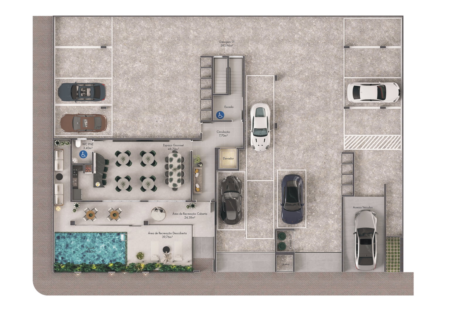 Planta Lazer · Garagem do Evidence Residence