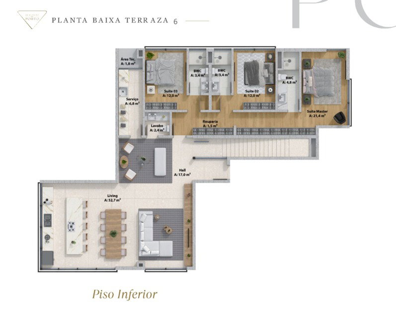Planta 3 de Terrazas do Porto