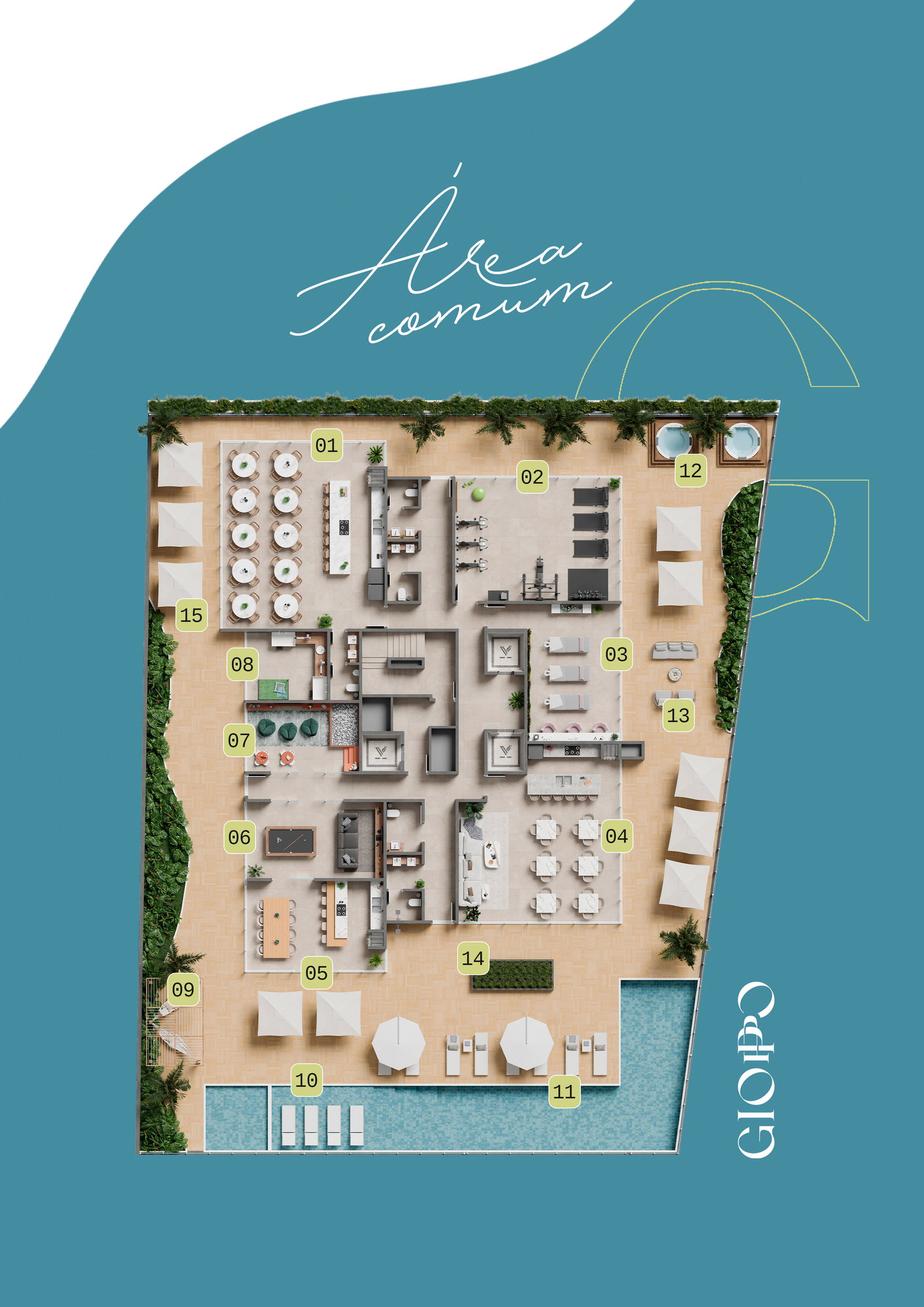 Planta Tipo 01, 109 m² do Gioppo Residenza