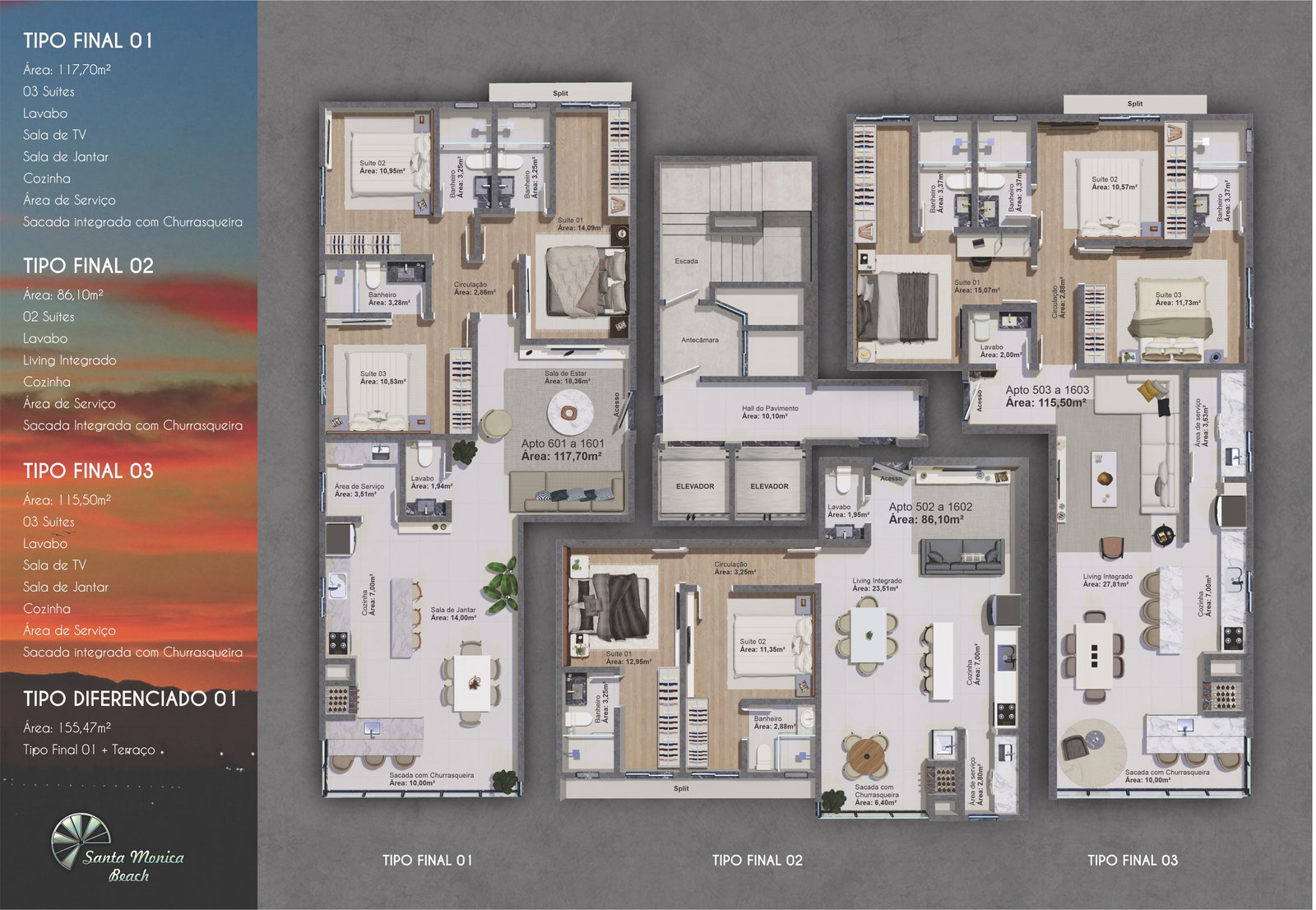Planta 3 de Santa Monica Beach Residence