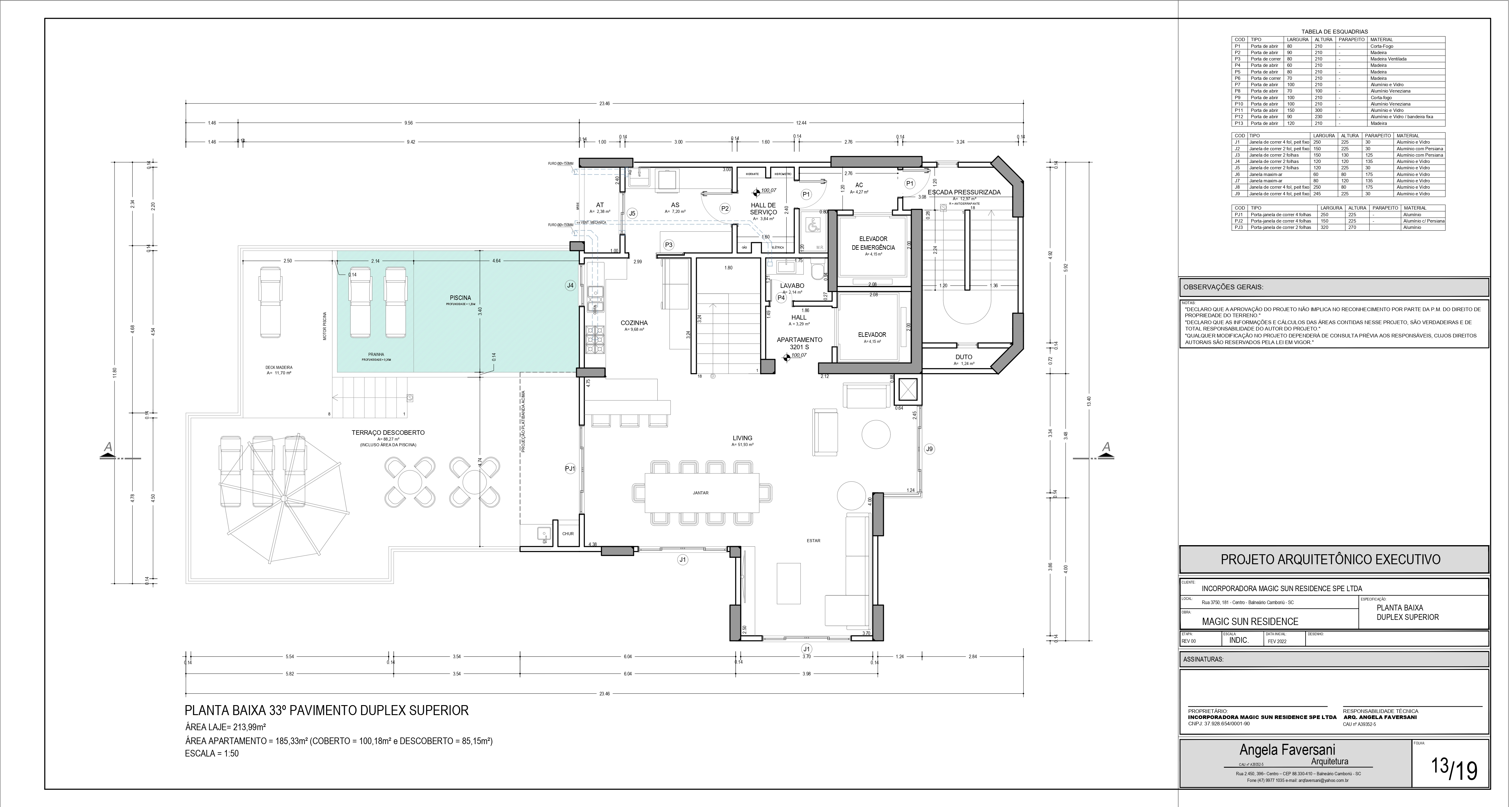 Planta 33º Pavimento Duplex Superior do Magic Sun