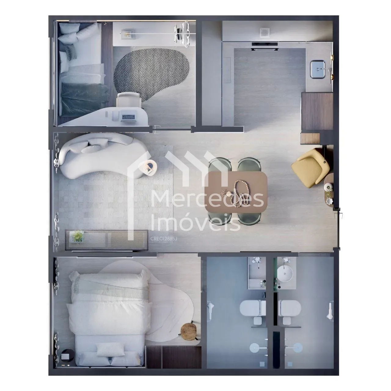 Planta 12 de Apartamento com 1 suíte + 1 dormitório, 49,76m² - à venda, São João, Itajaí, SC