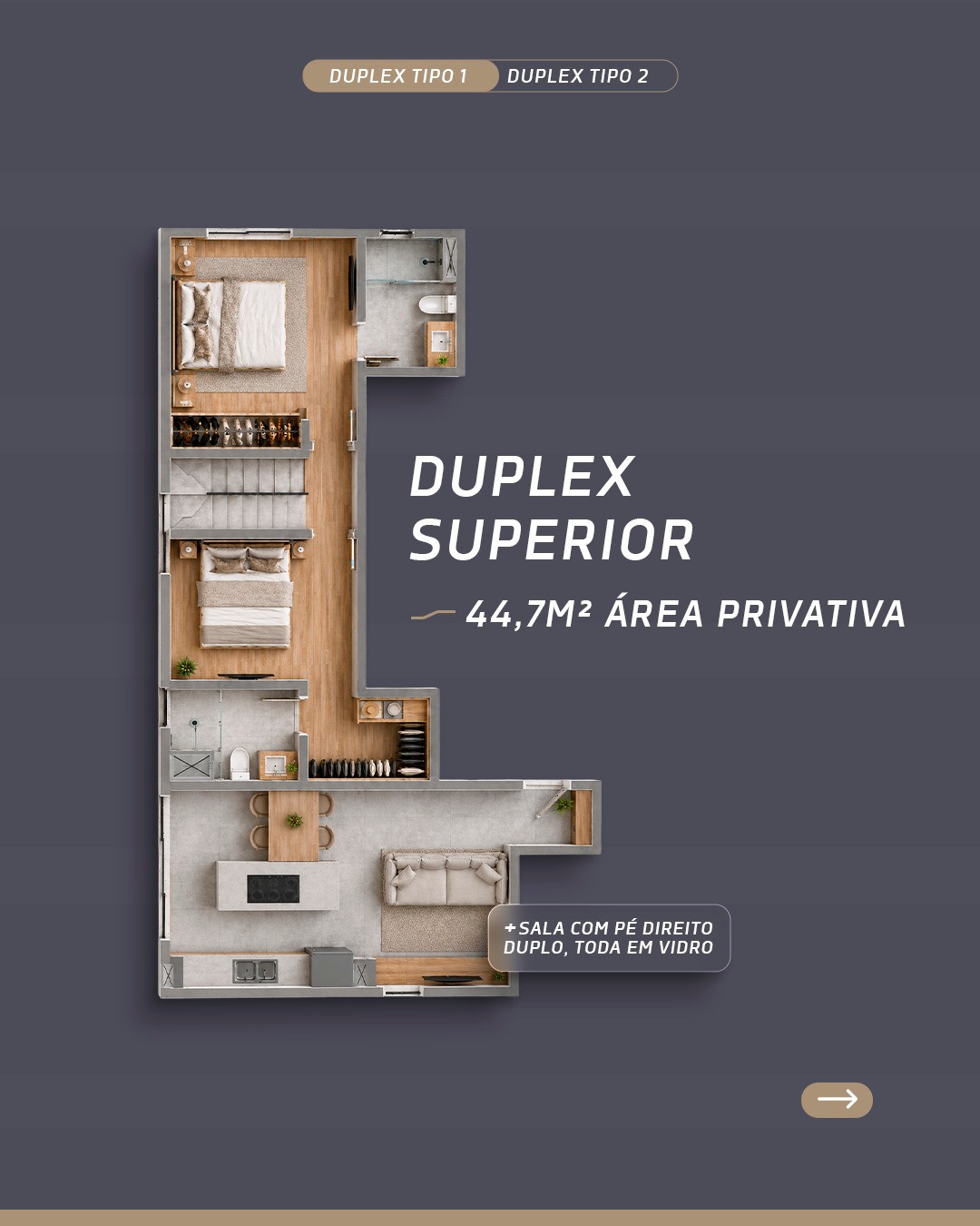 Planta Duplex Superior (2 de 2) do Flow Aptos