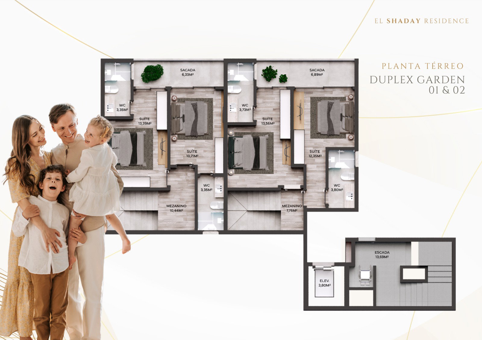 Planta Térreo Duplex Garden 01 & 02 do El Shaday