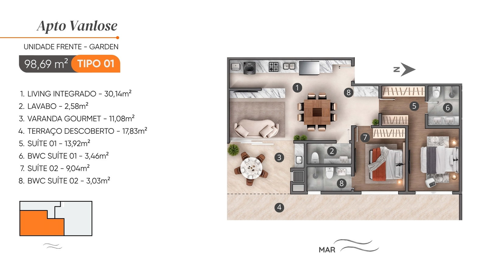 Planta Vanlose · Tipo 01, 99 m² do FC Copenhagen