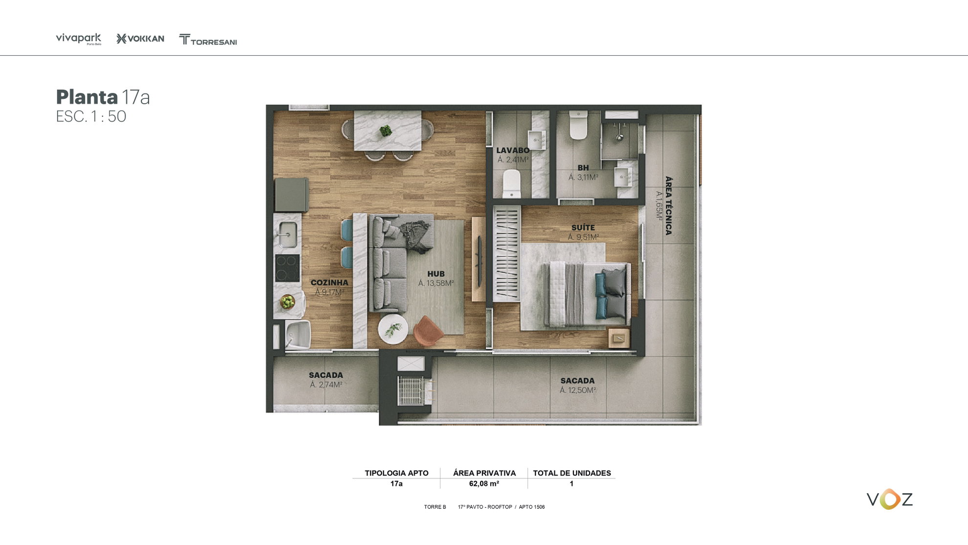 Planta Final 18 (1 de 2), 60 m² do Edifício Voz