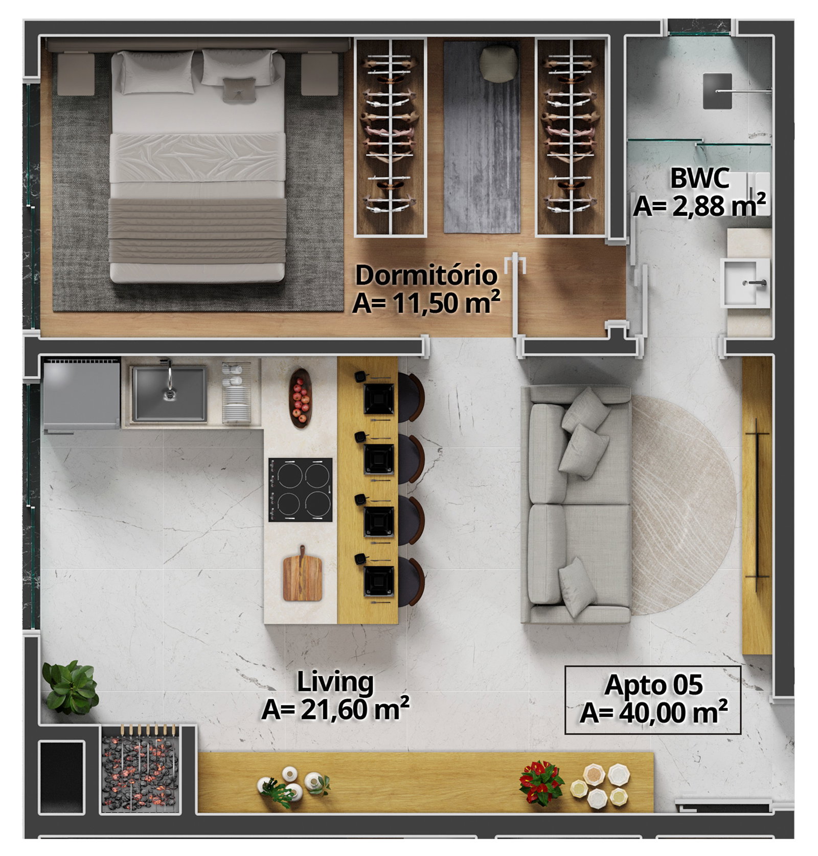Planta Final 05, 40 m² do Costa Serenita