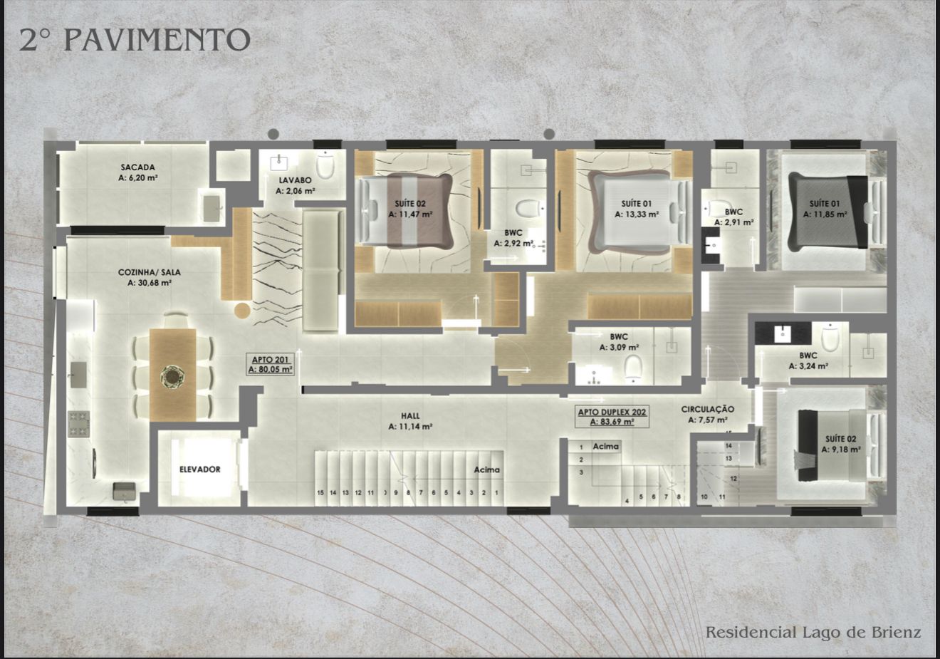 Planta 2º Pavimento do Lago de Brienz Residencial