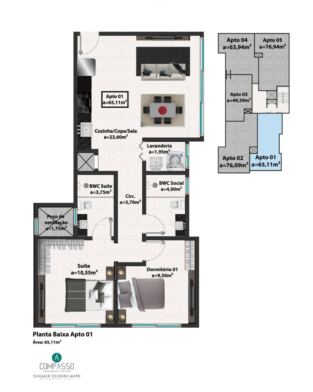 Planta 1 de Residencial Santorini