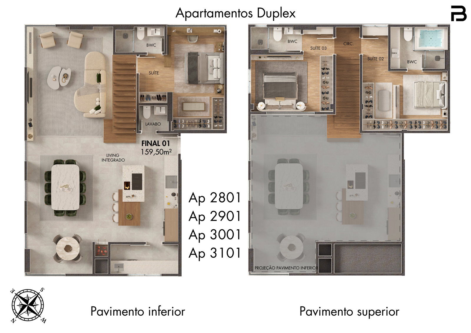 Planta Final 01, 160 m² do Breeze Towers