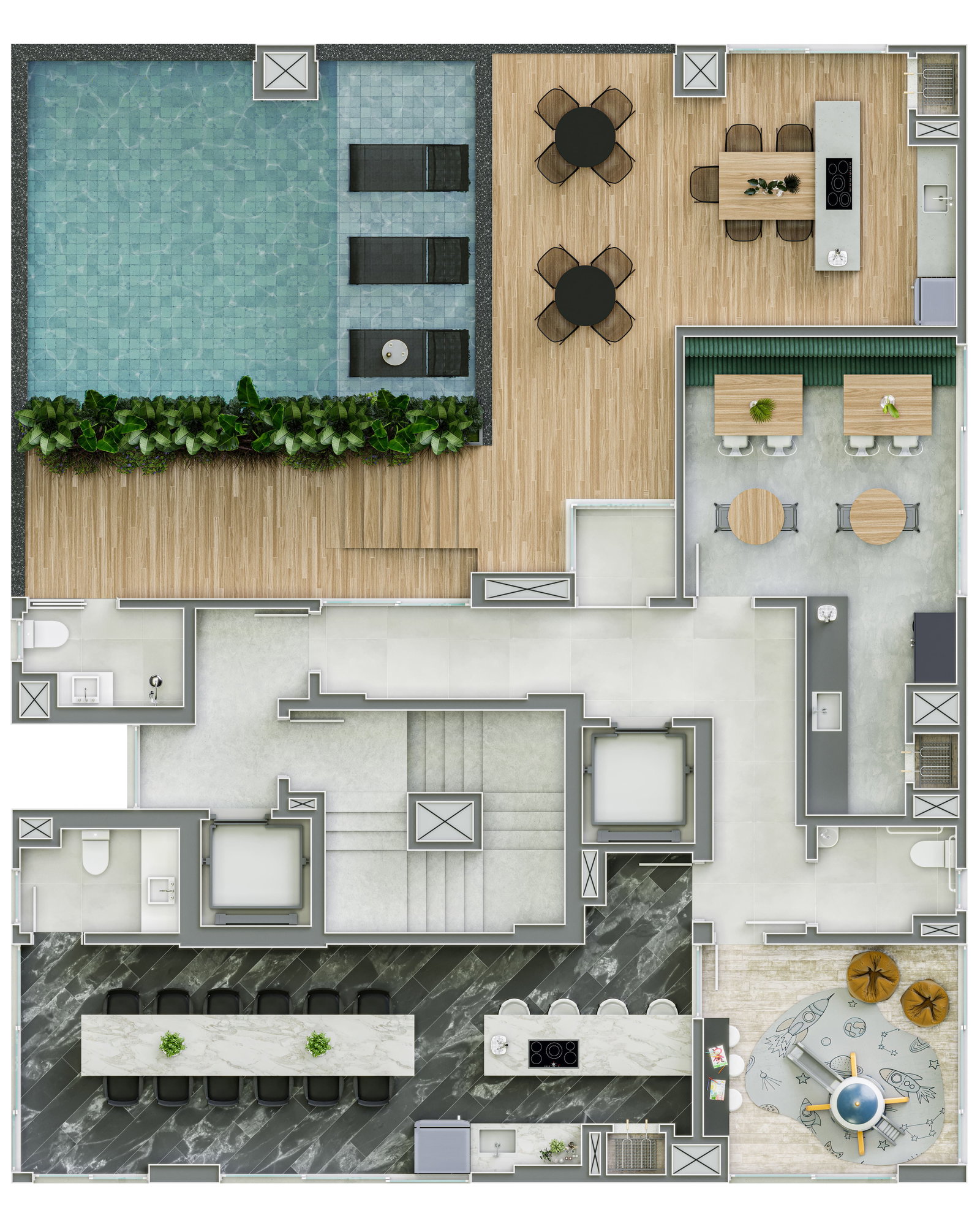 Planta Lazer · Rooftop do Flow Aptos