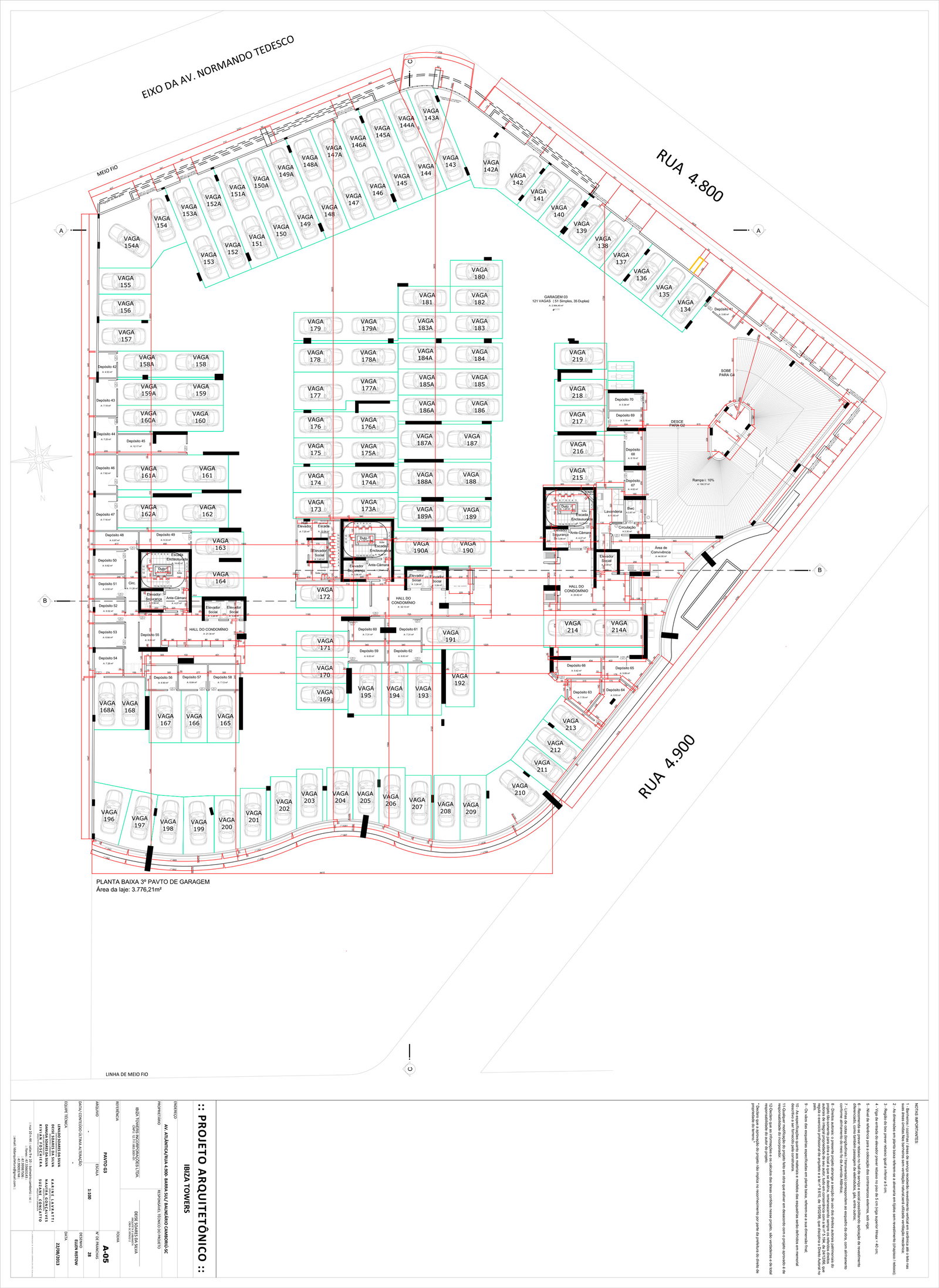 Planta Garagem · 3º pavimento do Ibiza Towers