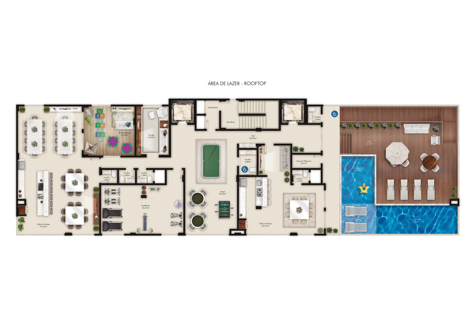 Planta Lazer · Rooftop do Aquamarine Residencial