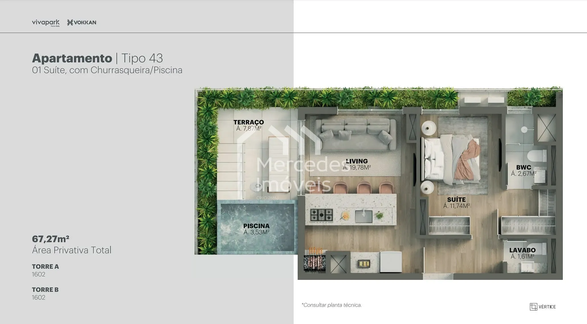 Planta 93 de Apartamento 1 suite + piscina privativa à venda, 100m² Viva Park, Porto Belo, SC
