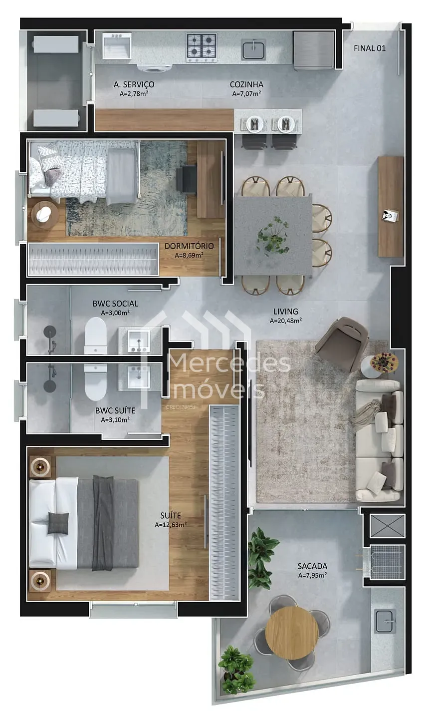 Foto 44 de Apartamento com 1 suíte + 2 dormitórios à venda, Centro, Itajaí, SC