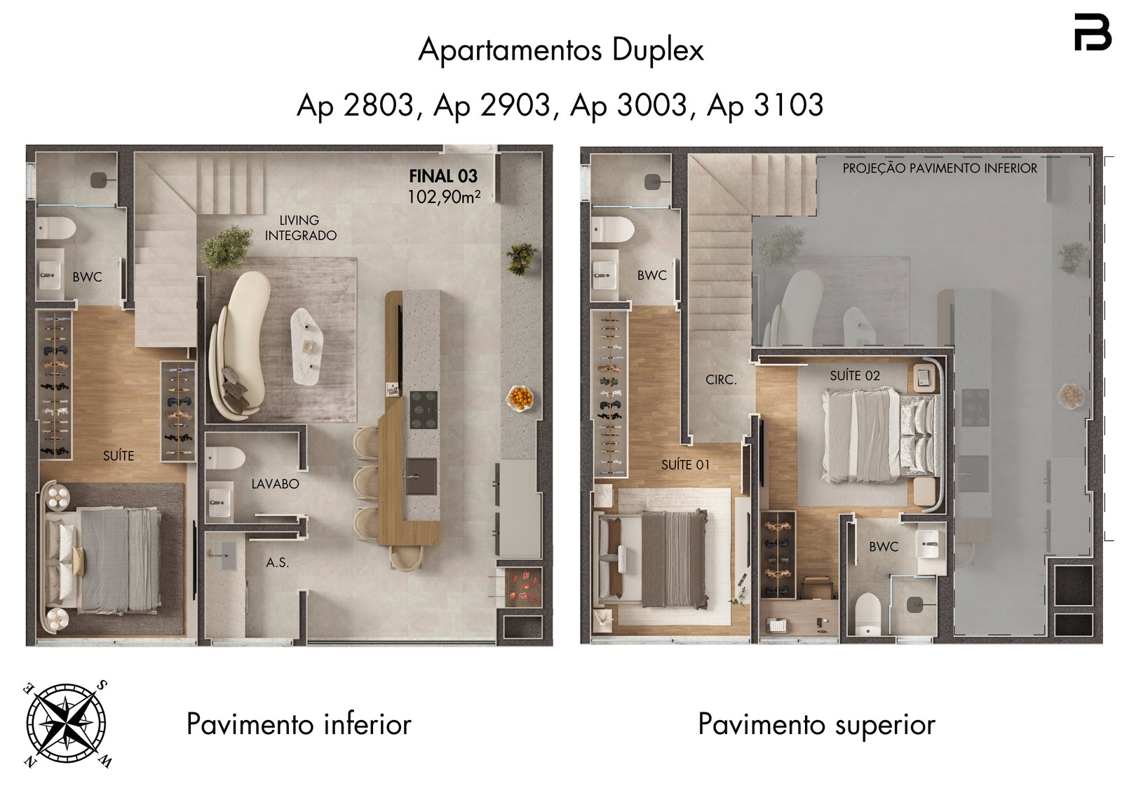 Planta Final 03, 103 m² do Breeze Towers