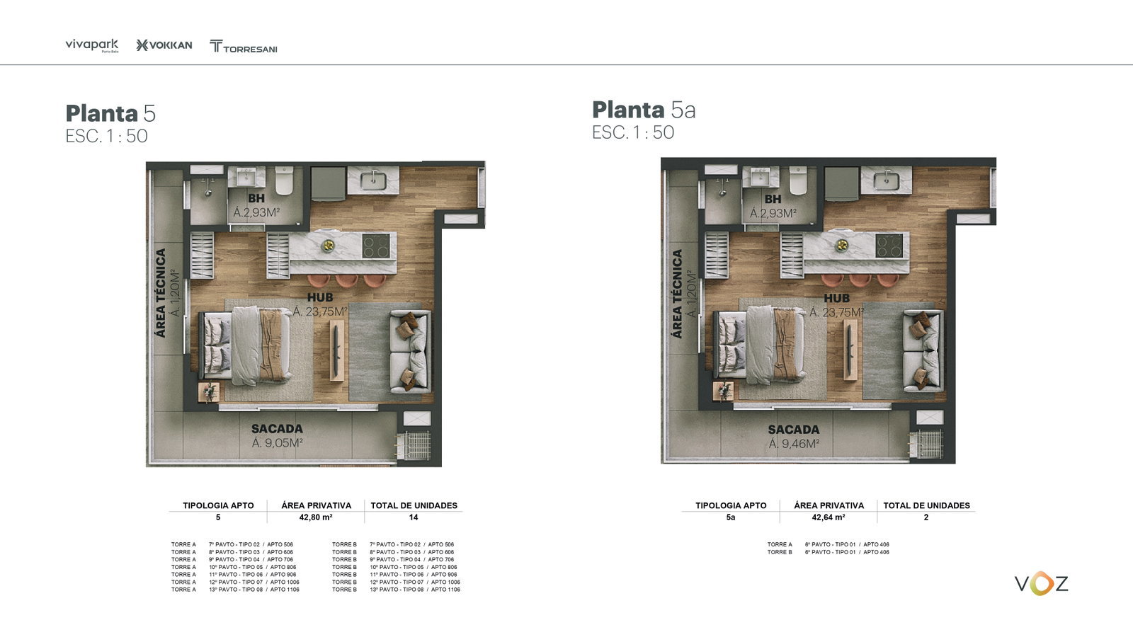 Planta 5 e 5a do Edifício Voz