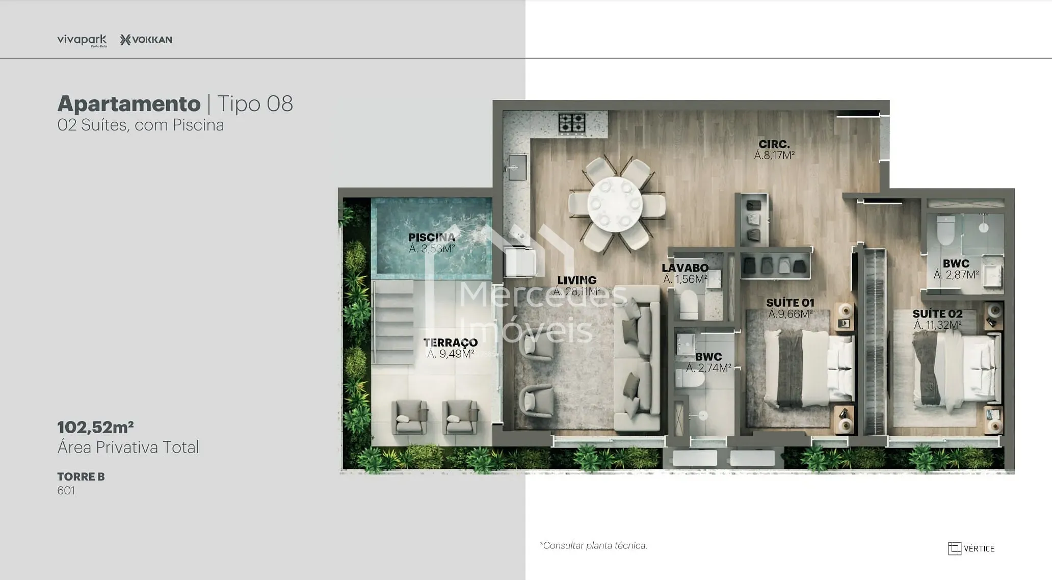 Planta 58 de Apartamento 1 suite + piscina privativa à venda, 100m² Viva Park, Porto Belo, SC