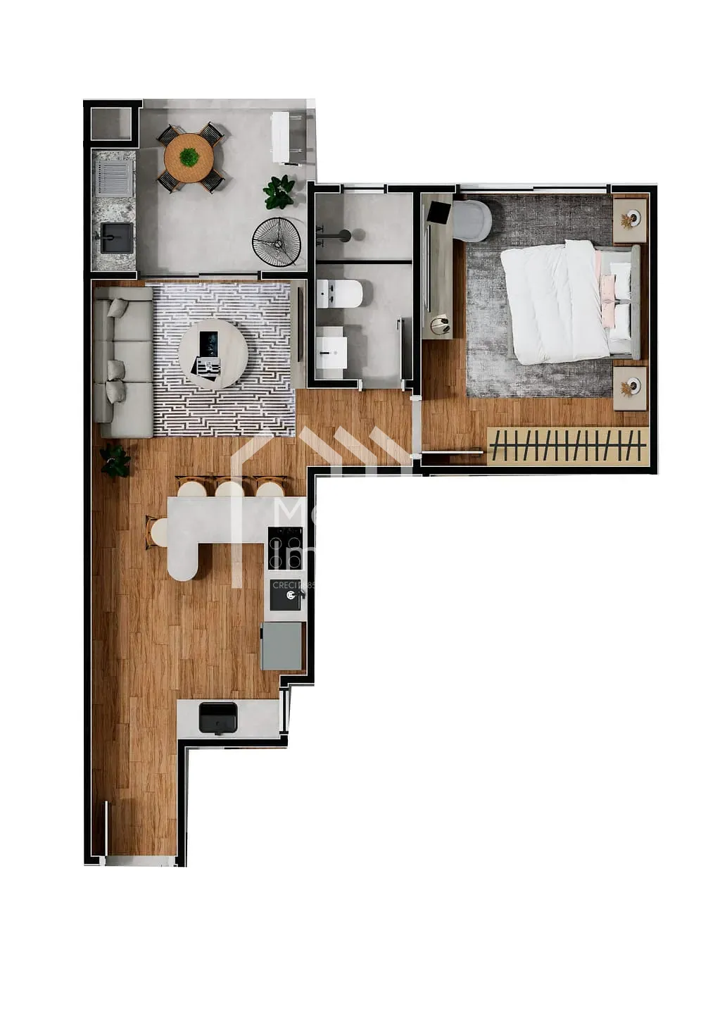 Planta 32 de Apartamento à venda 1 dormitório -43,08m², Centro, Itajaí, SC